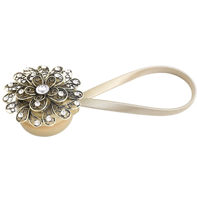

Metal delicate simple curtain binding with curtain buckle magnetic buckle, White