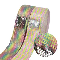 

New Rainbow Sequin Fabric Cutting Sequins Ribbon Available in Stock For Retail 25 Yards