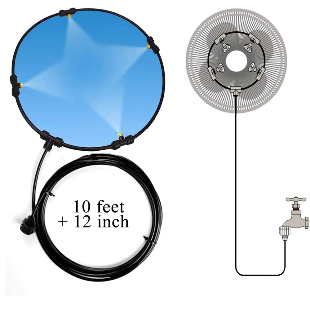 

12 Inches Outdoor Misting Fan Kit for a Cool Patio Breeze,Fan Mist Kit Mister Cooling System Connects to Any Outdoor Fan, As picture