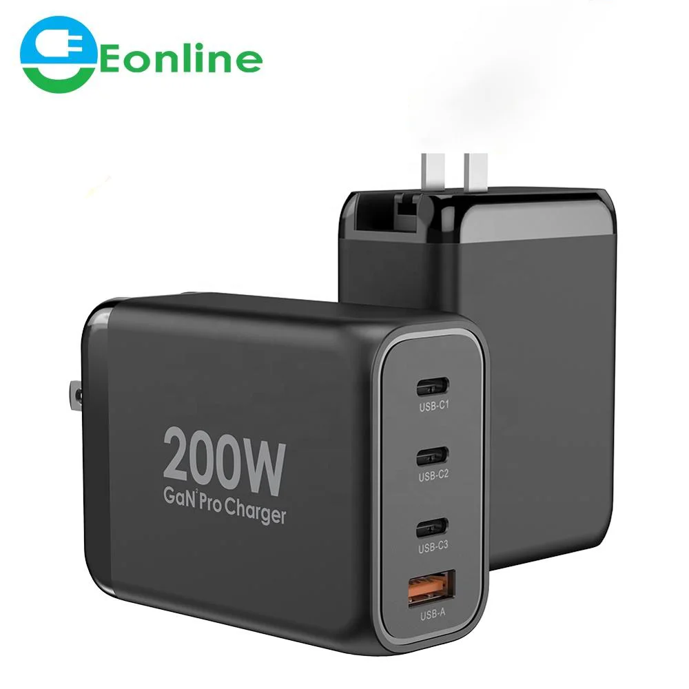 

200W USB C Wall Charger 4-Port PD 100W PPS45W GaN Fast Charging Station Laptop Travel Adapter for MacBook iPad Phone14/14