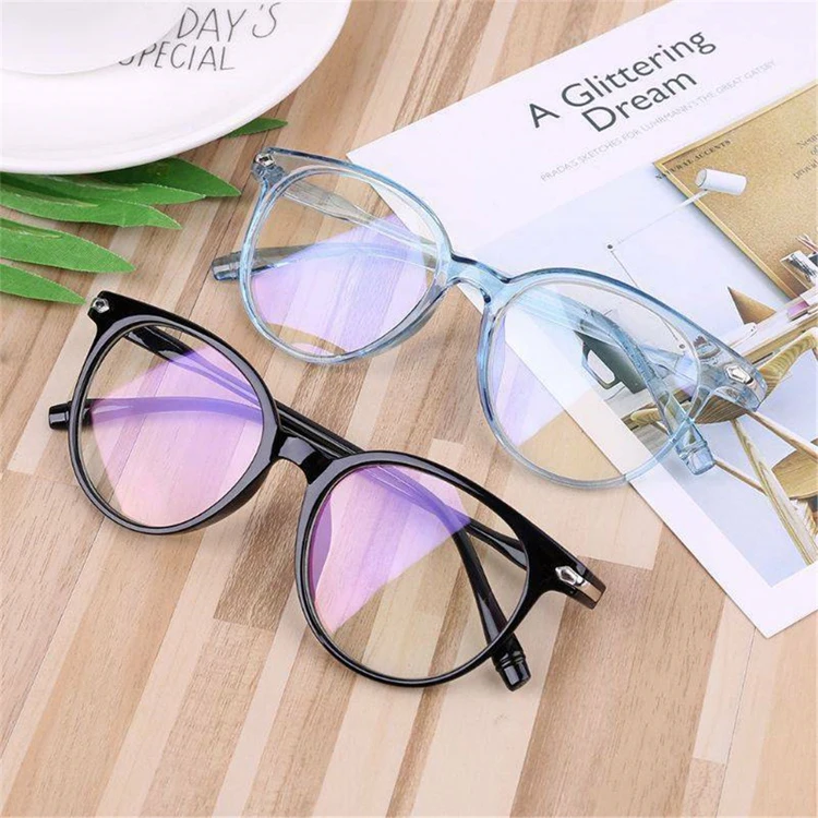 

Hot Sale Women Men Anti Blue Light Blocking Glasses Retro Round Frame TR90 Material Computer Eyeglasses Frames Glasses, As pictures show