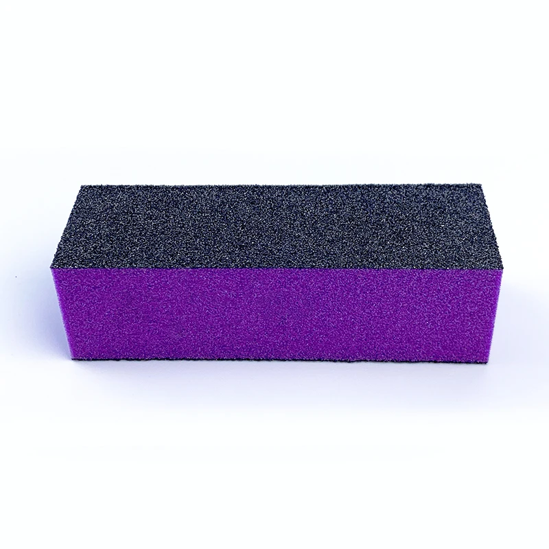 

500Pcs/Case Shiny Disposable Nail Buffer Sanding Block, Purple foam+black grit