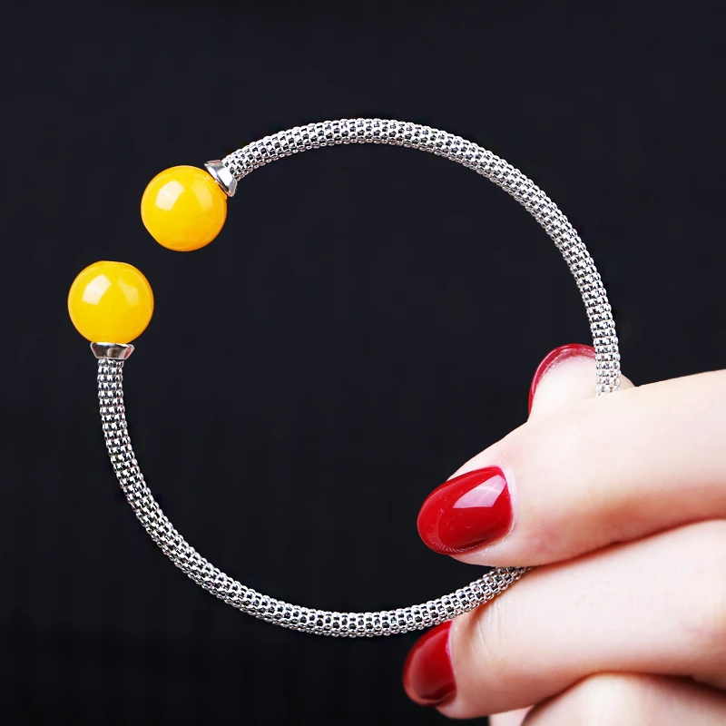 

925 silver bracelet empty support diy mosaic beeswax amber pine bracelets support 7 to 14 beads