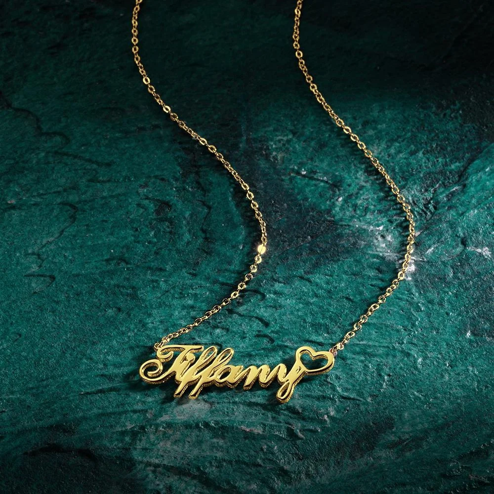 

Gold Name Plate Necklace Plated Custom 925 Silver Name Necklace Jewelry