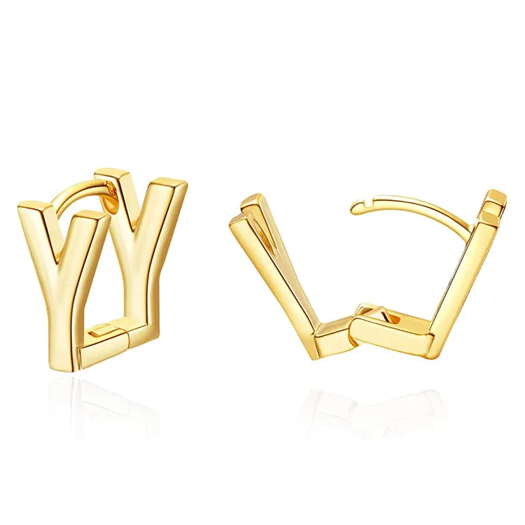 

G257 26 A-Z alphabet earrings jewelry golden fashion initial letter Women stud earrings
