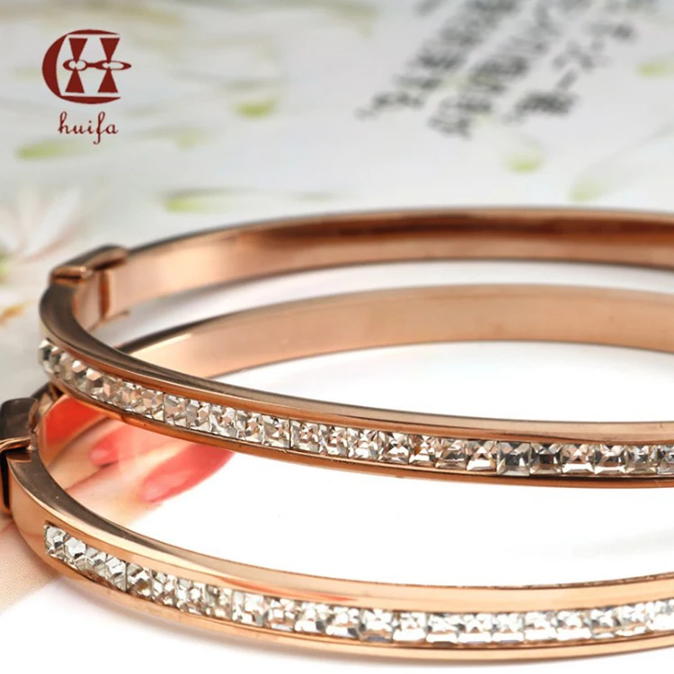 

Fashion custom rose gold bracelet stainless steel jewelry manufacturer Bracelets & Bangle Full diamond zircon open bracelet
