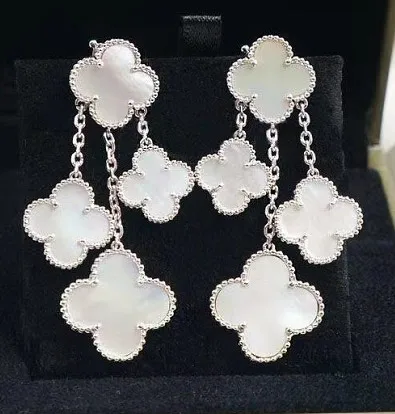 

Designer Lucky Clover Motifs Earring 925 Silver Jewelry 4 leaf Drop Earrings Female Magic alhambr Agate Earrings for women