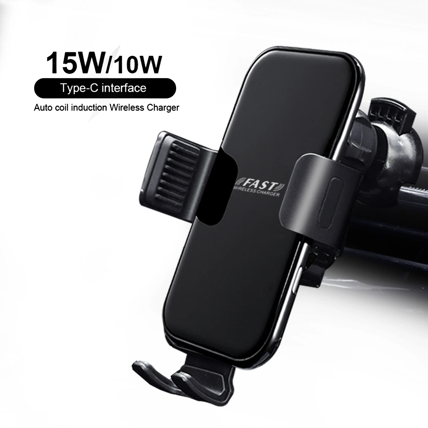 

Universal FOD smart automatic clamp QI 10W 15W car air vent clip stand mobile fast holder charger wireless phone charger