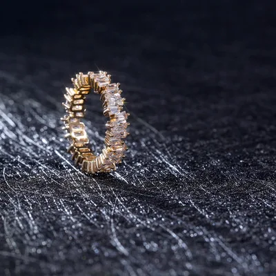 

Newest 18K Gold Plated Irregular Cubic Zirconia Ring Sparkling Geometric Crystal Zircon Finger Ring Women Men