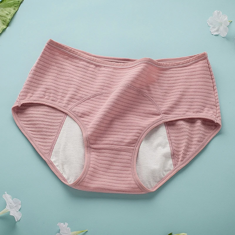 

Menstrual Period Underwear for Women Mid Waist Cotton Postpartum Ladies Panties Briefs, Customized color