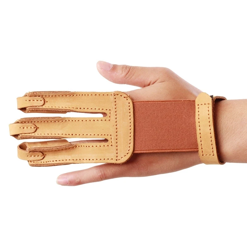 

Archery 3 Finger Guard 20x7cm Brown Leather Archery Protect Glove Wear Non-Slip 3 Fingers Pull Bow Shooting Hunting Accessories