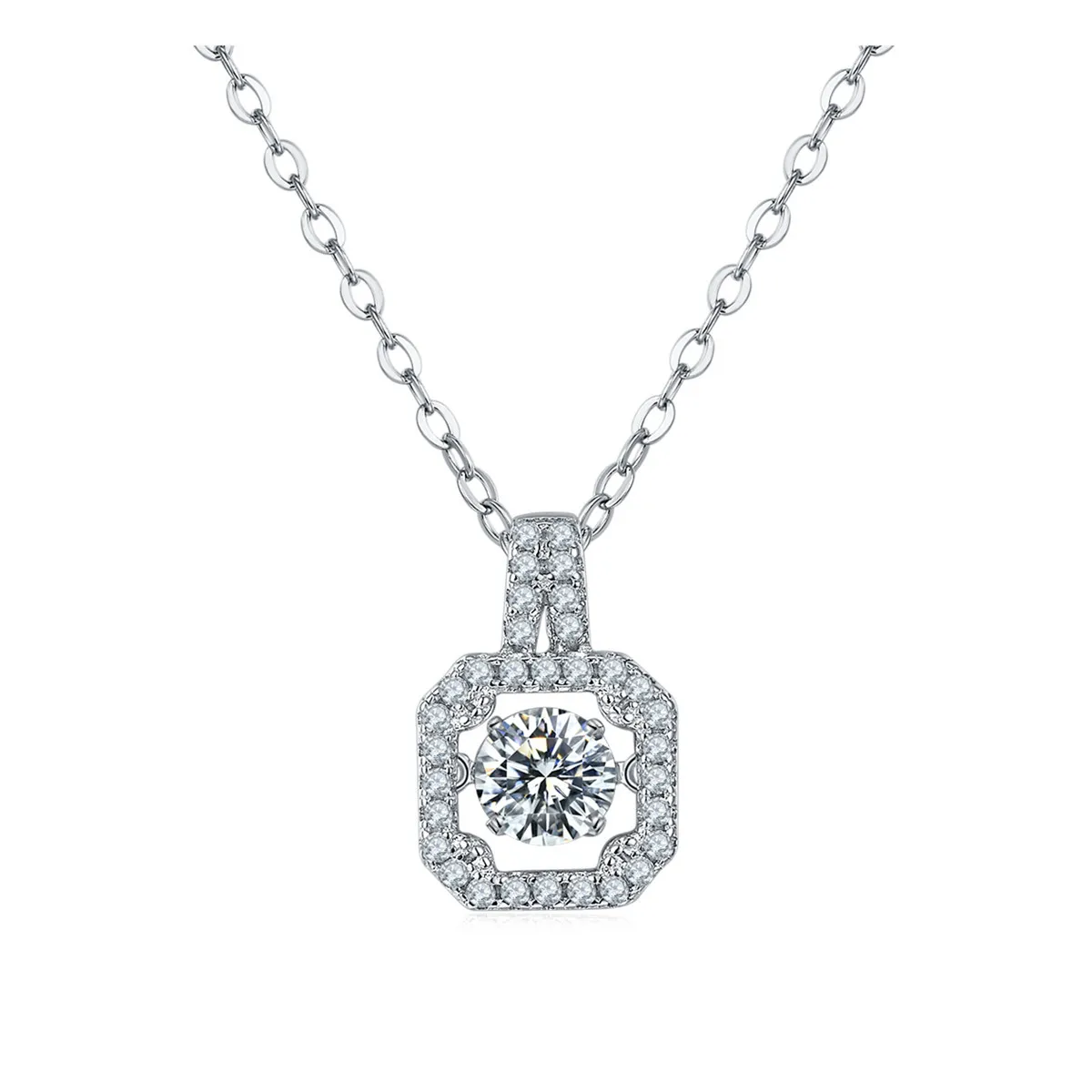 

Shanzuan Jewelry Bright Princess Round Cut Square Shape 0.5ct Moissanite Necklace 925 Sterling Silver Diamond Necklaces For Girl