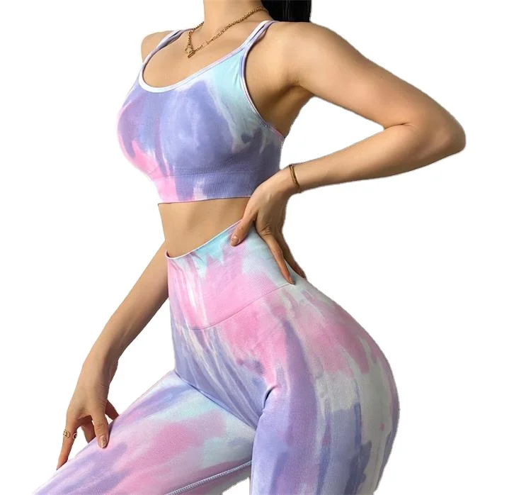 

MITAOGIRL tie-dyed yoga bra thin straps Shockproof Women Sports Bra fitness bra, 3 colors or customized