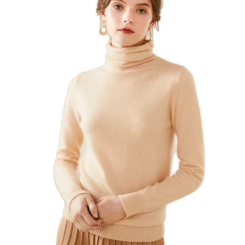 

factory Pile pile collar pure cashmere sweater pullover female long sleeve 100% cashmere sweater for women