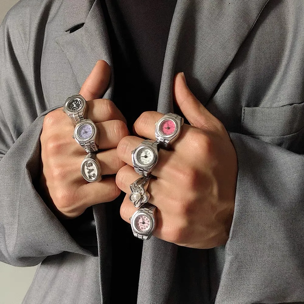 

Creative ring, watch ring, men's style, adjustable ring