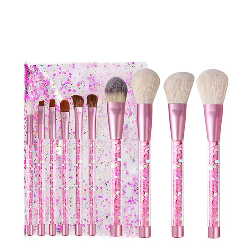 

HZM New Best 10pcs Crystal series Goat hair high quality clear makeup brush wholesale makeup brushes make up brushes, Pink, blue, purple