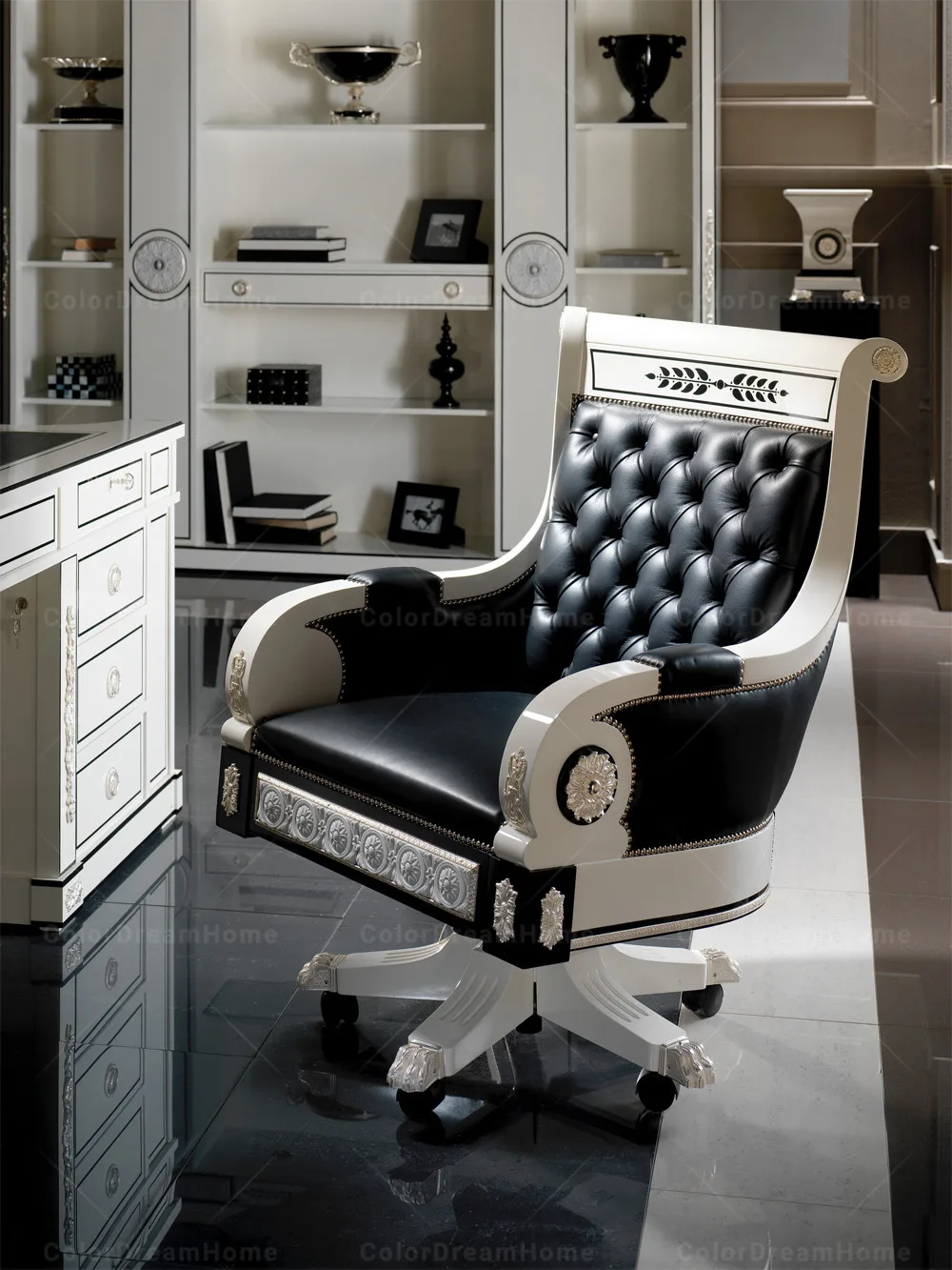 Hot Luxury White Leather Office Chair Antique Wooden Office Chair Buy