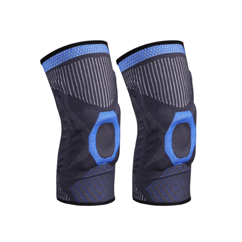

High Quality Sports Spring Knee Pad Compression Knitted Basketball Knee Brace Silicone Non-slip Knee Sleeve, 3 colours