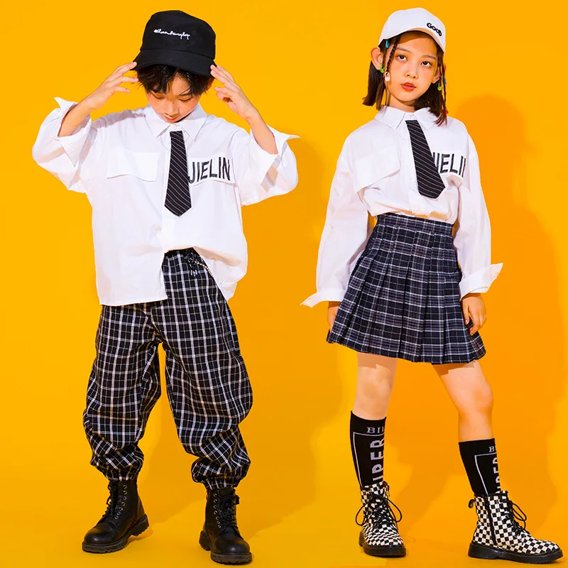 

Boys Hip-hop Performance T-Shirt Vest Suit Children's Jazz Dance Stage Costumes Kid's Street Clothes Girls' Cool Streetwear