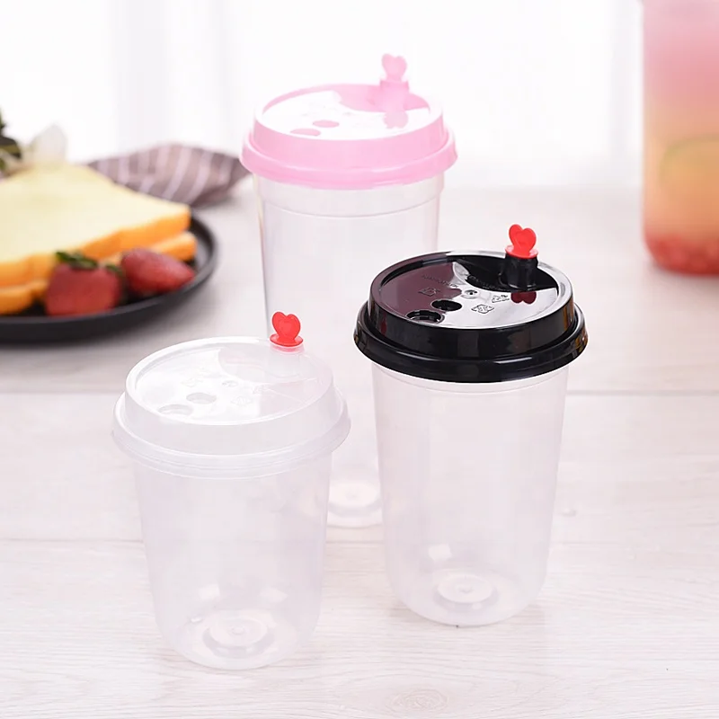 
520ml 16oz print logo injection cold hot drink pp disposable custom clear plastic cup with lids 