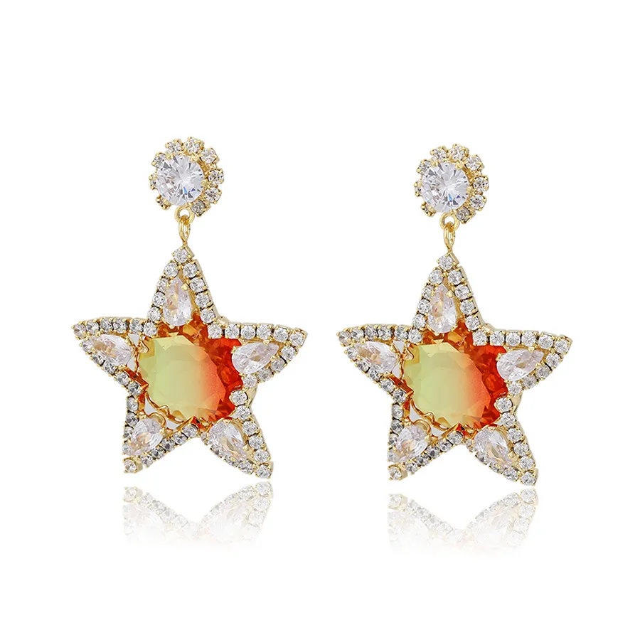 

earring-918 xuping jewelry Exquisitely crafted fashion luxury colored diamond full diamond star earrings