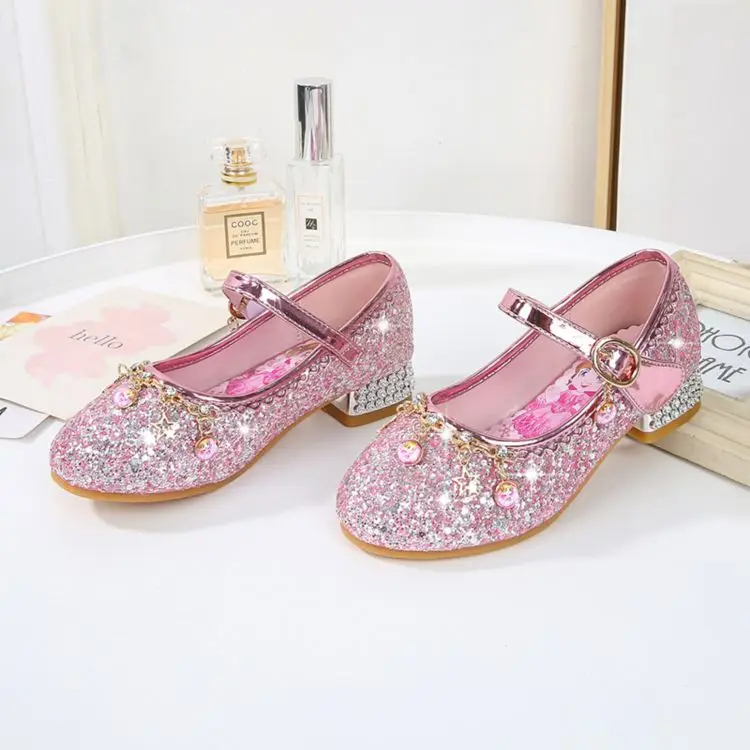 

High-Heeled Sequins Girls Crystal Princess Autumn Shoes Suitable For Parties