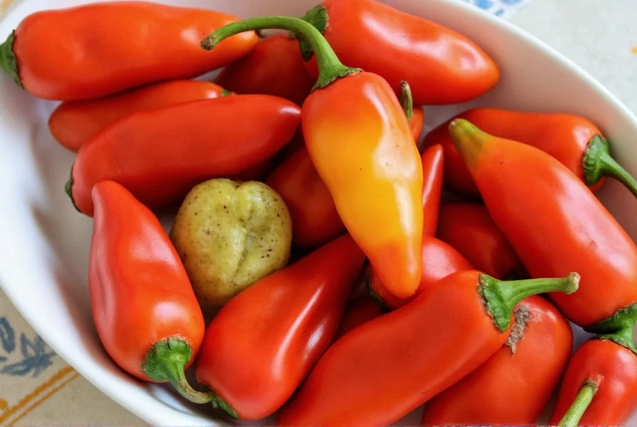 Habanero Chilies on a wooden table