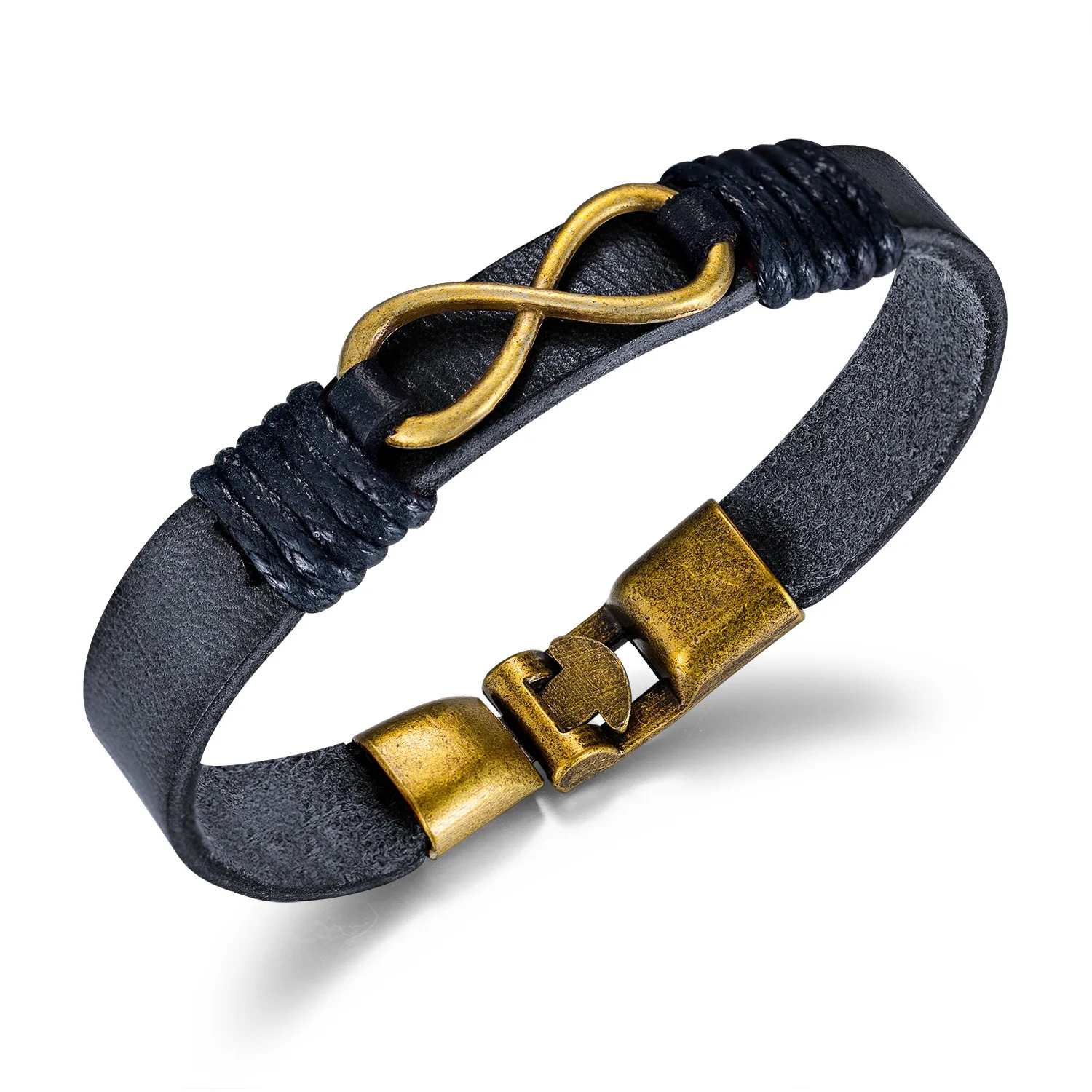 

Men's trendy wild braided 8-character leather bracelet factory direct wholesale source