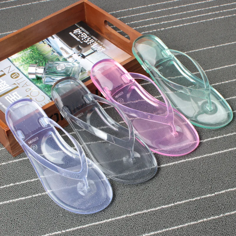 

Sandy beach sandals Summer casual slippers fashion wear ladies crystal clear student flip-flop with flat heels and flip-flops