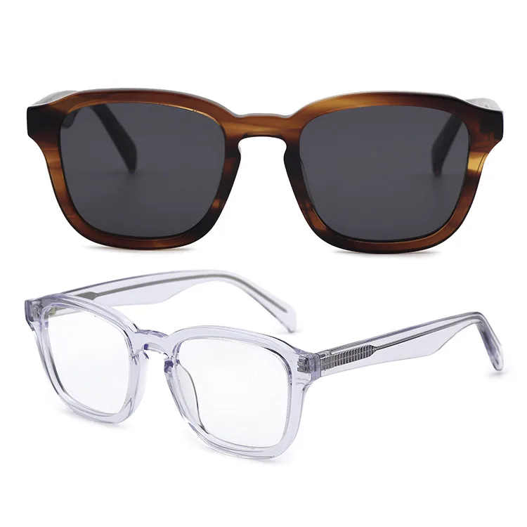 

VIFF HA21075 Unisex Square Acetate Shades Sunglaess Retro Clear CR39 Sunglasses for Men and Women