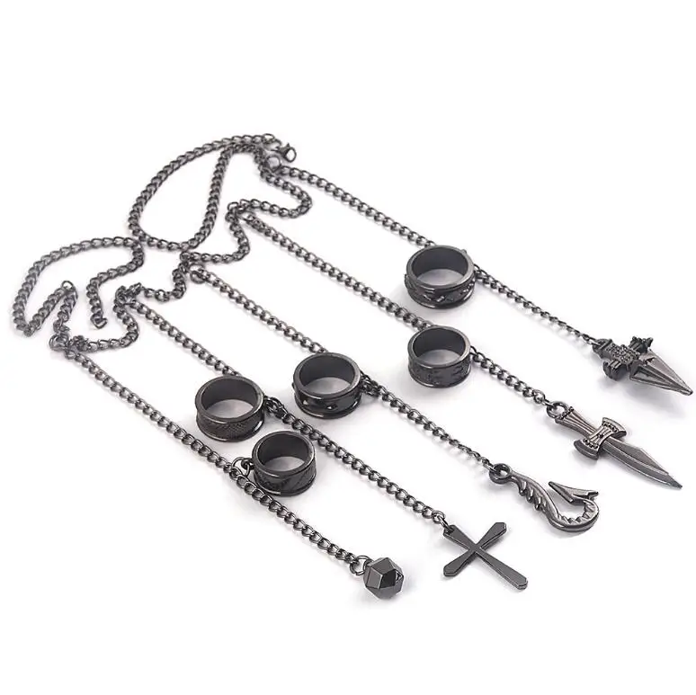 

High QUALITY Cartoon Hunter x Hunter Kurapika cosplay costume prop metal ring Accessories alloy fashion pendant chain