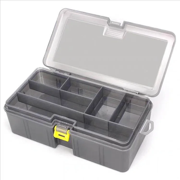 

LUTAC portable fishing tool large space fishing lures set box plastic fish storage ice box, Gray