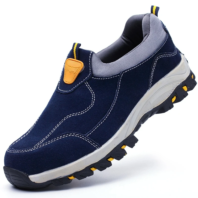 

safety shoes steel toe work boots construction black low price men welding Zip silp on