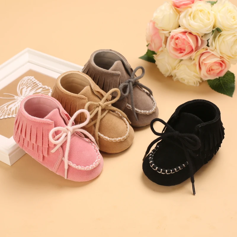 

0-1 year Baby/toddler boys and girls lace up casual shoes soft soled antiskid fashionable tassel Walker shoes, Black grey pink brown