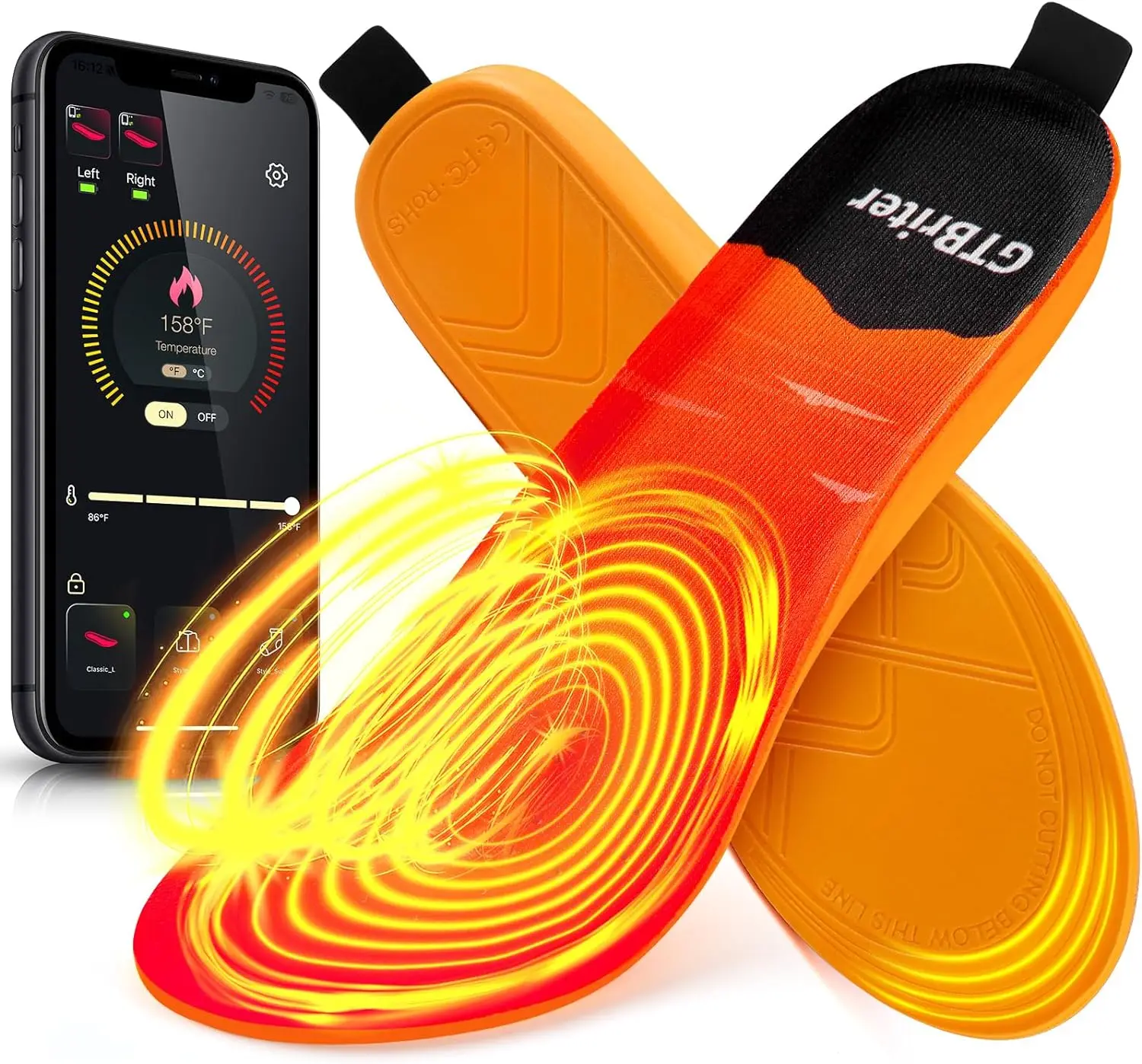 

New Design 3500mAh Rechargeable Battery Powered Heated Insoles for Men Women Shoe with APP Control