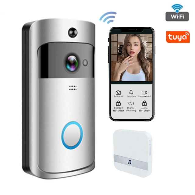 

Intercom for Home Tuya 2-wired Video Door Intercom Doorbell Wifi Ring With Camera Smart Wireless Doorbell, Silver