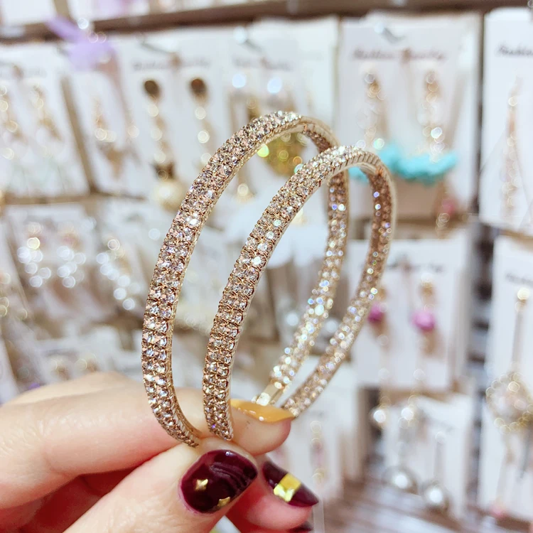 

Hot Selling Jewelry Fashionable Big Rhinestone Hoop Earrings