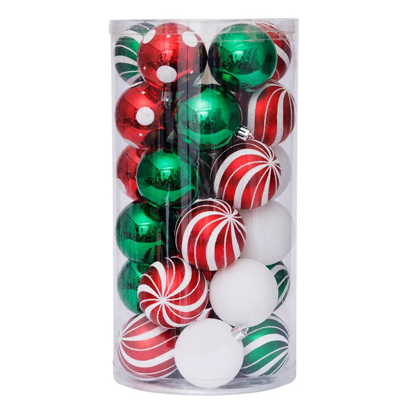 

Hot Sale 60mm Hand Painted 30pcs Round Multi-Pack Baubles Christmas Tree Hanging Ornaments