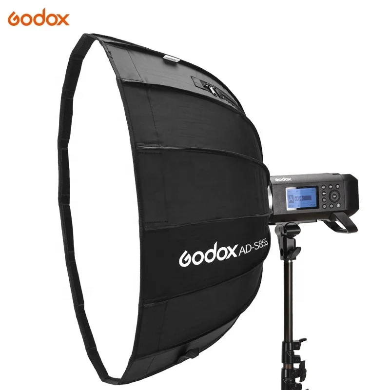 

Godox AD-S85S  Silver Deep Parabolic Softbox with Honeycomb Grid Godox Mount Softbox for AD400PRO, Black/sliver