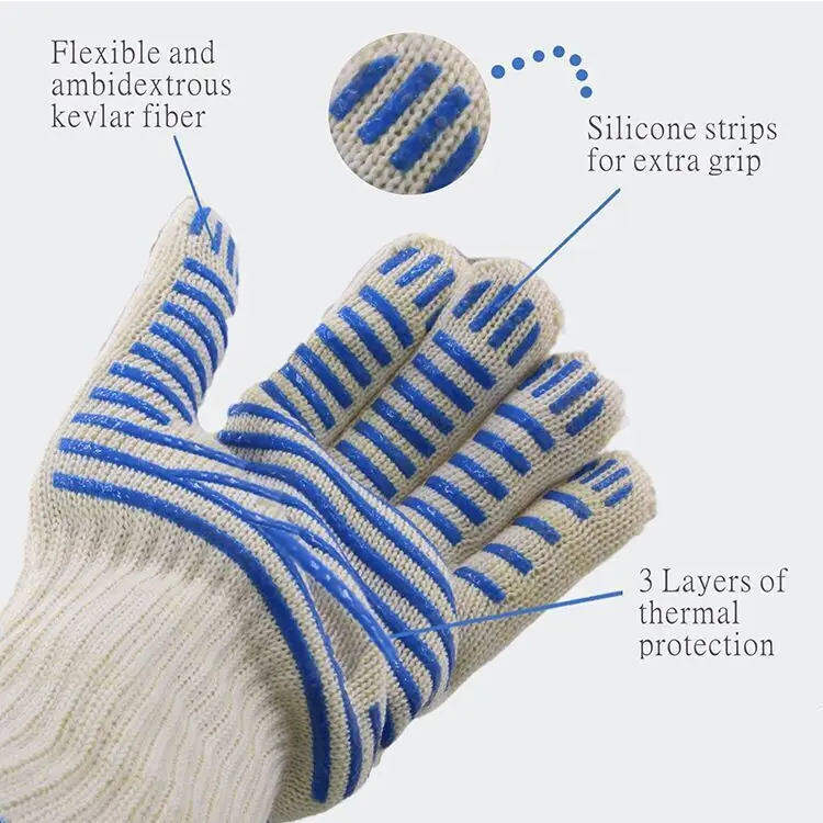 

High temperature resistant gloves double cotton 300 degree silicone gloves, White