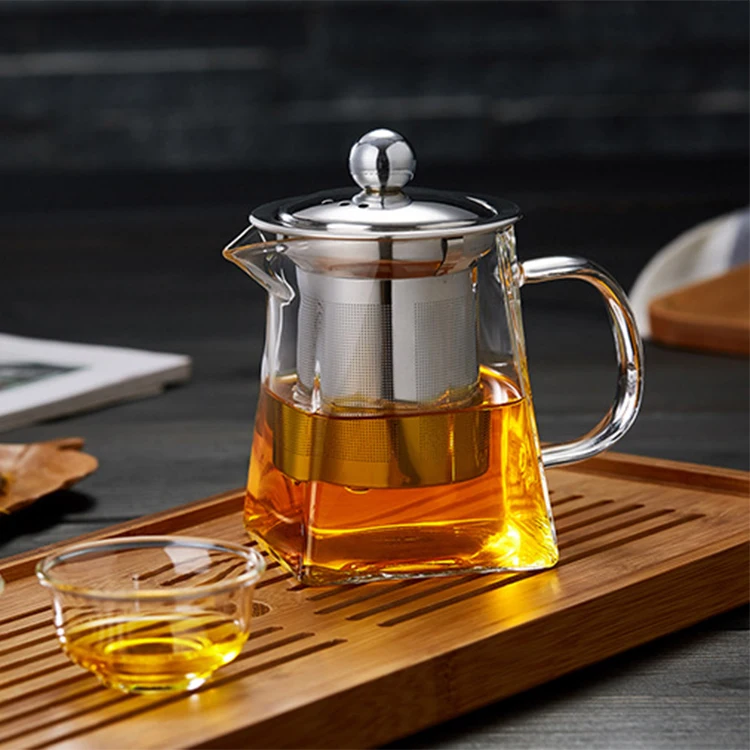High Borosilicate Glass Boil Tea Ware Glass Teapot Wooden Handle To