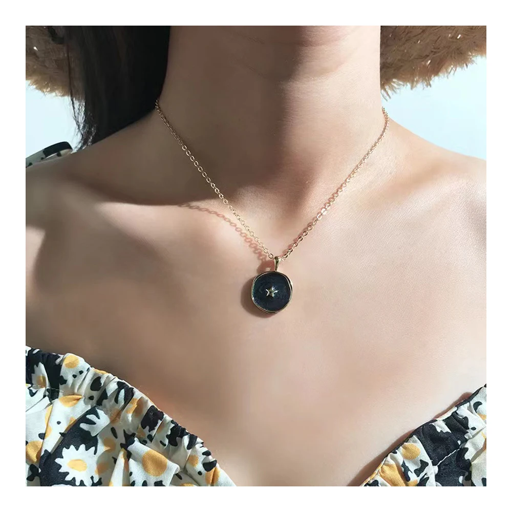 

CUSTOM DELICATE FASHION ALLOY DRIP OIL NECKLACE EUROPEAN AND AMERICAN POPULAR MOON/SUN/STARS BEAUTIFUL NECKLACES FOR TEENAGERS