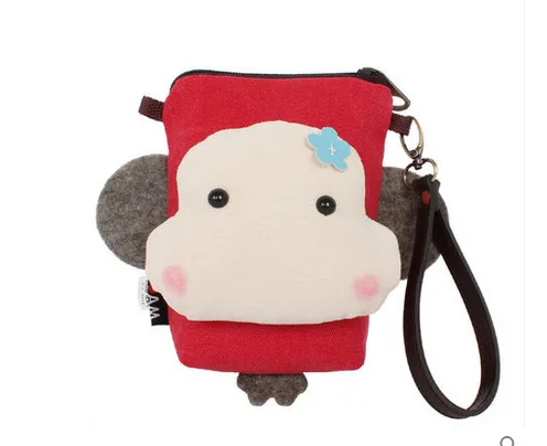 

Creative Ingenuity Canvas Cute Animal Series Children's Shoulder Bag - Cute Cartoon Toy Bag Mobile Phone Bag (Monkey), Red