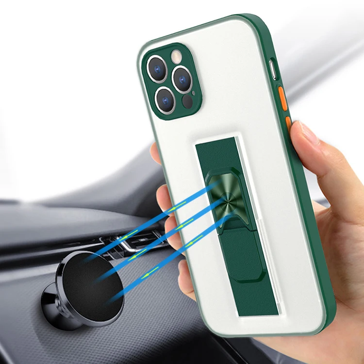 

For iphone 12 New Arrival PC TPU Deluxe magnetic kickstand phone case stand