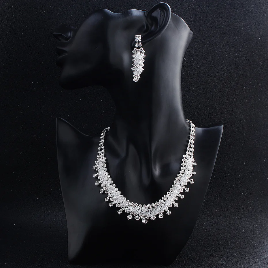 

New bridal wedding crystal jewelry sets rhinestone earring necklace set (SK1174), As picture