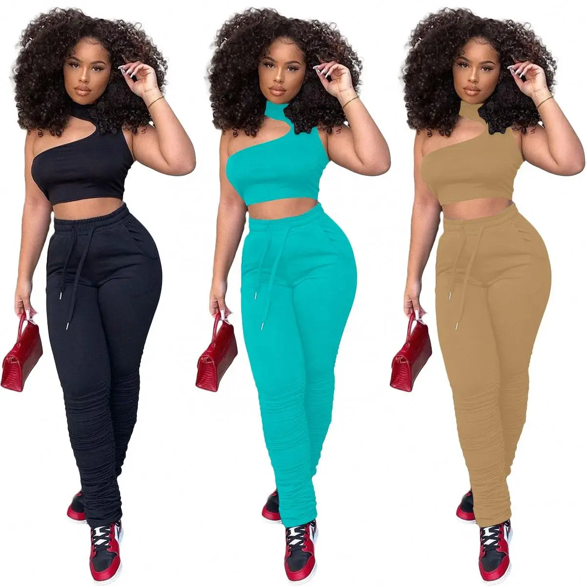 

KX-M6608 New arrival summer 2 piece sets women custom logo legging set woman bodycon two piece pants set 2021
