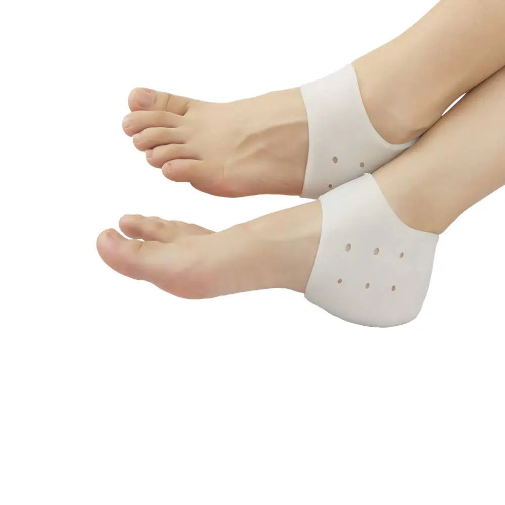 

spa gel silicon long water ankle sock heel with toes for women yoga toe gripper strips anti slip device printing