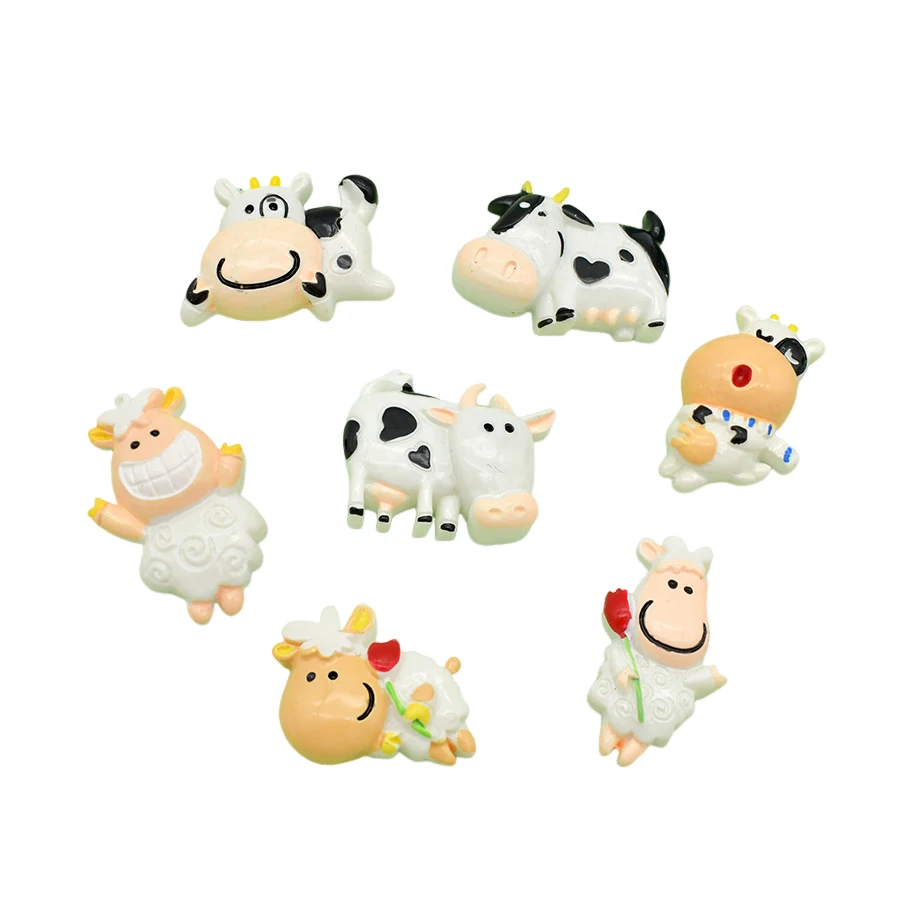 

hot sale lovely artificial farm animal dairy cow design miniature resin cabochons for diy