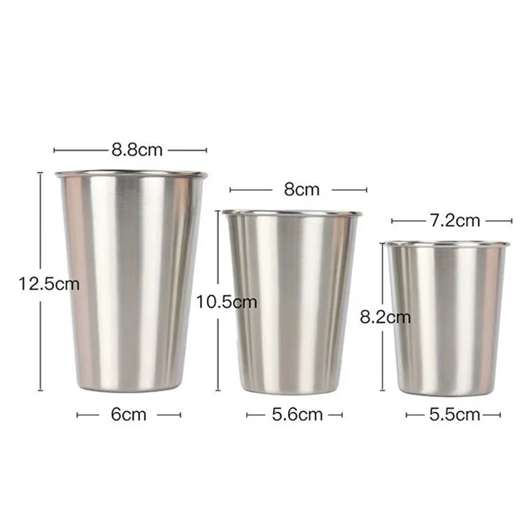 

Hot sale 12oz Wholesale Custom Logo Stackable Single Wall 304 Stainless Steel Pint cup to stack Bar tumbler beer cup, Customized color