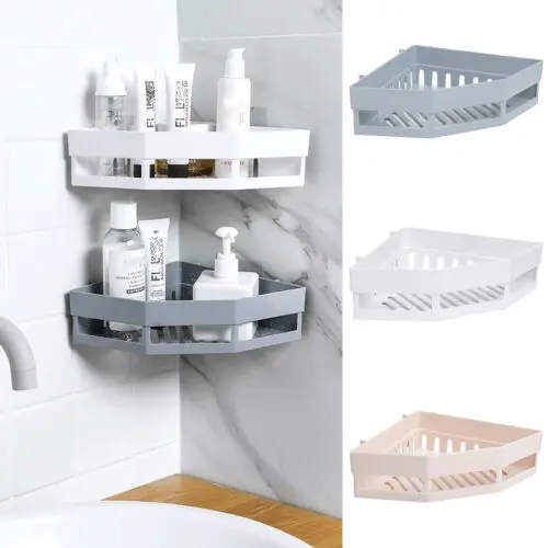 

UP-Shampoo Holder Hot Bathroom Corner Shelves Kitchen Storage Rack Mess Shower Organizer Wall Holder Space Saver Household Items, As photo